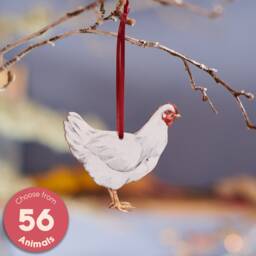 Watercolour Style Wooden Light Sussex Chicken Hanging Decoration - Handcrafted Christmas For Stylish Home D??cor - thumbnail 1