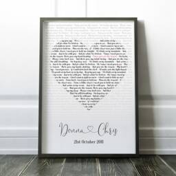 Song Lyrics Heart Print, Favourite Lyric Wall Art, Custom Wedding Personalised Anniversary Gift, Framed/Unframed - thumbnail 4