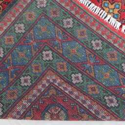 Red Bokhara Rug, 5x7 Ft Afghan Hand Knotted Veg Dyes Wool Area Oriental Turkmen Tribal Bukhara Bedroom, Living Room Carpet - thumbnail 4