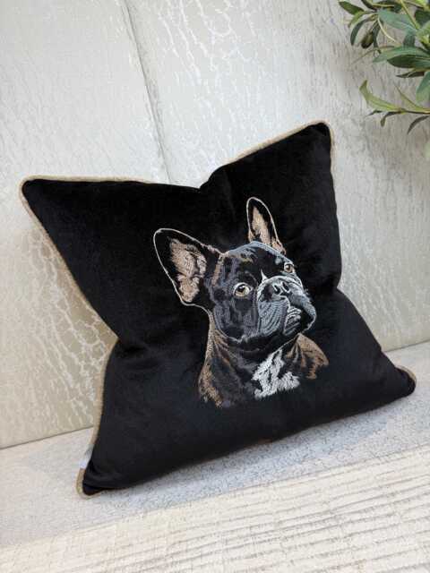 Embroidered French Bulldog Dog Cushion/Cover 18 - image 1