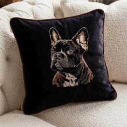 Embroidered French Bulldog Dog Cushion/Cover 18 - thumbnail 3