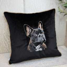 Embroidered French Bulldog Dog Cushion/Cover 18 - thumbnail 2