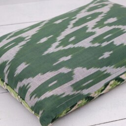 Green Velvet Cushion Cover, Handloom Silk Pillow - thumbnail 3