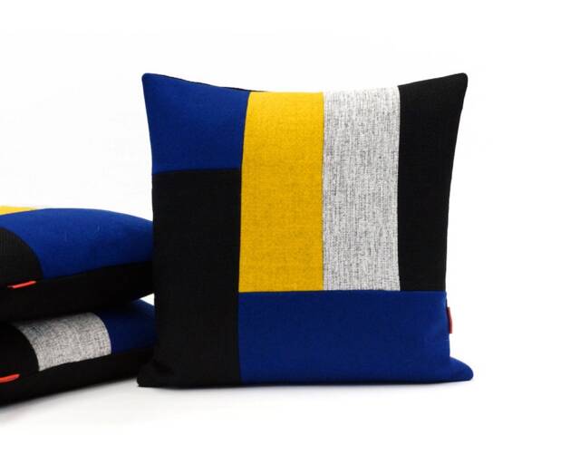 Geometric Pillow - Modern Patchwork Cushion Color Block Pillow Case Handmade From Upholstery Fabrics By Ellaosix - image 1