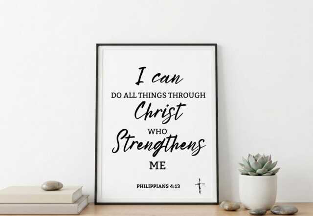 Philippians 413 Framed Christian Wall Art - Minimalist Scripture Print - image 1
