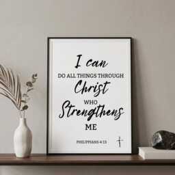 Philippians 413 Framed Christian Wall Art - Minimalist Scripture Print - thumbnail 3