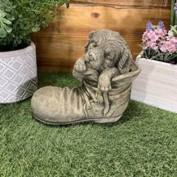 Stone Garden Sleeping Dog in Boot Ornament Memorial Statue Gift - thumbnail 3