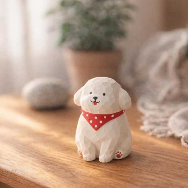 Handcrafted Wooden Dog Figurine - Animal Decor Small Giftable Keepsake Personalised Option - image 1