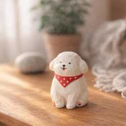 Handcrafted Wooden Dog Figurine - Animal Decor Small Giftable Keepsake Personalised Option - thumbnail 1