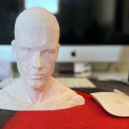 Low Poly Face Sculpture 3D Printed Abstract Male Bust - thumbnail 2