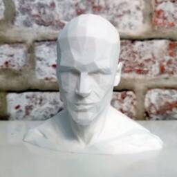 Low Poly Face Sculpture 3D Printed Abstract Male Bust - thumbnail 4