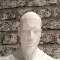 Low Poly Face Sculpture 3D Printed Abstract Male Bust - thumbnail 3
