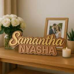 Personalised Plywood & Acrylic - Engraved Wall Decor Name Sign Custom Nursery, Kids Room Double Layered - thumbnail 3