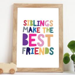 Siblings Make The Best Friends, Brother Sister Wall Art, Sibling Prints, Shared Bedroom, Bedroom Big Sis Lil Sis, Bro - thumbnail 1