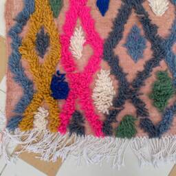 Handmade Berber Wool Runner Rug Pink Moroccan Azilal Kilim - 2' X 5'8 - thumbnail 3