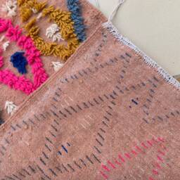 Handmade Berber Wool Runner Rug Pink Moroccan Azilal Kilim - 2' X 5'8 - thumbnail 4