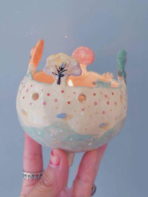 The Magical Forest - Handmade Tealight Holders, Candle Holders. Grass. Trees. Woodland. Herbs. Jewellery Bowl. Home D??cor. Unique Pottery - image 1