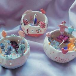 The Magical Forest - Handmade Tealight Holders, Candle Holders. Grass. Trees. Woodland. Herbs. Jewellery Bowl. Home D??cor. Unique Pottery - thumbnail 4