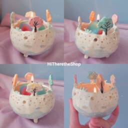 The Magical Forest - Handmade Tealight Holders, Candle Holders. Grass. Trees. Woodland. Herbs. Jewellery Bowl. Home D??cor. Unique Pottery - thumbnail 2