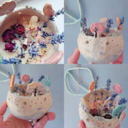 The Magical Forest - Handmade Tealight Holders, Candle Holders. Grass. Trees. Woodland. Herbs. Jewellery Bowl. Home D??cor. Unique Pottery - thumbnail 3