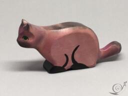 Toy Cat Wooden Purple Black Stalking Prowling Size 10, 5x5, 0x2, 2 cm - Bxhxs Approx. 30 Gr