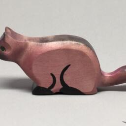Toy Cat Wooden Purple Black Stalking Prowling Size 10, 5x5, 0x2, 2 cm - Bxhxs Approx. 30 Gr - thumbnail 2