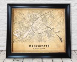 Manchester Vintage Map Style Print - Special Memories, Perfect Gift Exceptional Quality 230Gsm Unframed Framed Free Standard Delivery - thumbnail 1
