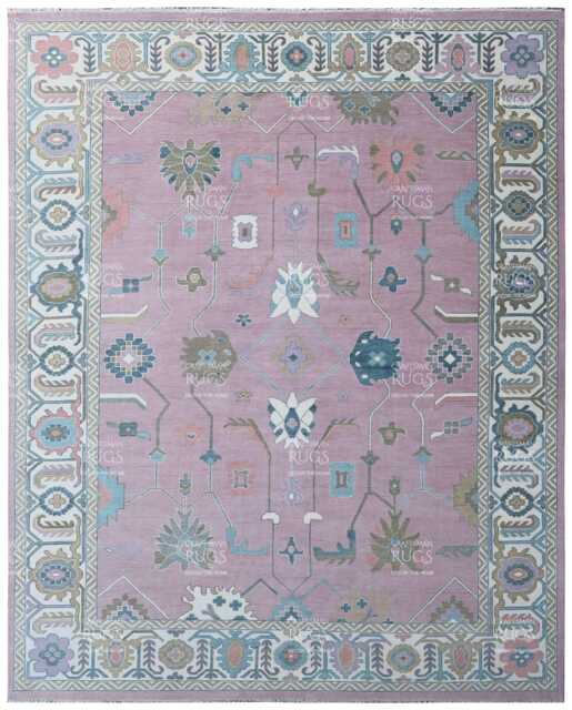 Soft Pink Oushak Inspired Hand Knotted Rug 4x6, 5x8, 6x9, 8x10, 9x12, 10x14 Ft Handmade Rugs For Living Room - Antique Style Contemporary Rug - image 1