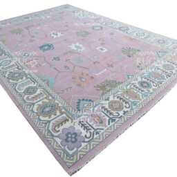 Soft Pink Oushak Inspired Hand Knotted Rug 4x6, 5x8, 6x9, 8x10, 9x12, 10x14 Ft Handmade Rugs For Living Room - Antique Style Contemporary Rug - thumbnail 3