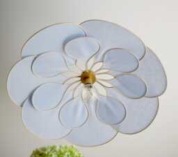 15. Flower Pendant Light With 14 Petals in Linen & Rattan - Flower Chandelier Lamp Wall Handcrafted - thumbnail 1