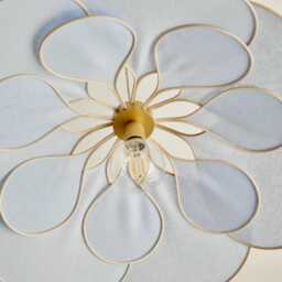 15. Flower Pendant Light With 14 Petals in Linen & Rattan - Flower Chandelier Lamp Wall Handcrafted - thumbnail 3