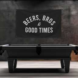 Beers, Bros, & Good Times Flag, Fun Home Bar Decor, Man Cave Banner, Beer Lovers Sign, Game Room Wall Art, Gift For Friends, Flag - thumbnail 3
