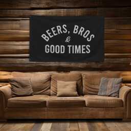 Beers, Bros, & Good Times Flag, Fun Home Bar Decor, Man Cave Banner, Beer Lovers Sign, Game Room Wall Art, Gift For Friends, Flag - thumbnail 4