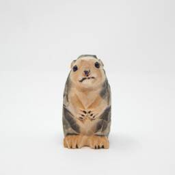Hedgehog Wooden Figurine - Hand-Carved Forest Animal Statue Miniature Decor - thumbnail 3