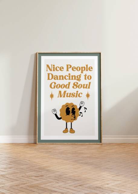 Music Retro Print, Cartoon Nice People Dancing To Soul Poster, Wall Art Decor, Fun Poster - image 1
