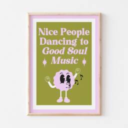 Music Retro Print, Cartoon Nice People Dancing To Soul Poster, Wall Art Decor, Fun Poster - thumbnail 3