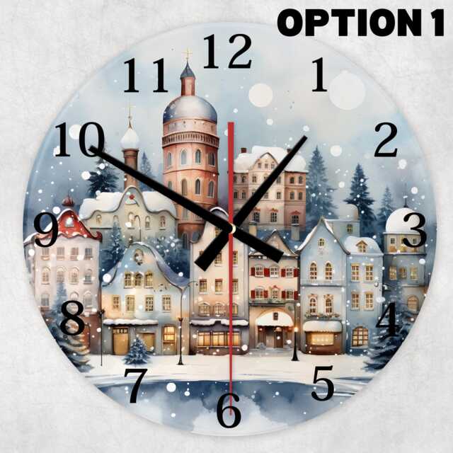 Winter Countryside Glass Wall Clock - Silent 20cm & 30cm - image 1