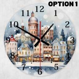 Winter Countryside Glass Wall Clock - Silent 20cm & 30cm - thumbnail 1