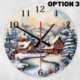 Winter Countryside Glass Wall Clock - Silent 20cm & 30cm - thumbnail 3