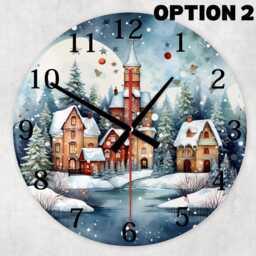 Winter Countryside Glass Wall Clock - Silent 20cm & 30cm - thumbnail 2