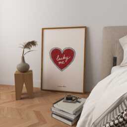 Lucky Me Heart Art Print, Retro Valentine Decor - thumbnail 1
