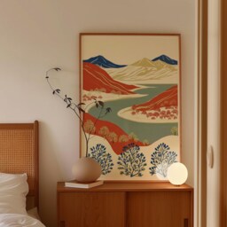 Mountain Lake Poster, Valley Landscape Print, Nature Wall Art - thumbnail 2