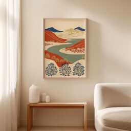 Mountain Lake Poster, Valley Landscape Print, Nature Wall Art - thumbnail 3