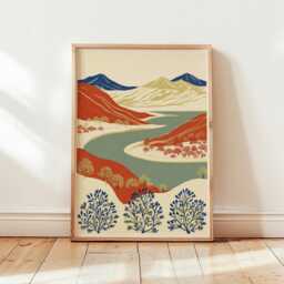 Mountain Lake Poster, Valley Landscape Print, Nature Wall Art - thumbnail 4