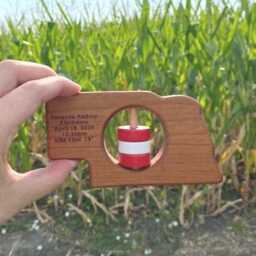 Personalized Nebraska State Rattle Modern Wooden Baby Toy - thumbnail 2