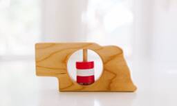 Personalized Nebraska State Rattle Modern Wooden Baby Toy