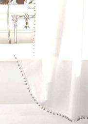"Extra Wide Pom White Waffle Weave Shower Curtain - 108"" W X 72" - thumbnail 2