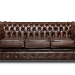 Chesterfield Real Leather Sofa Antique Brown - thumbnail 2