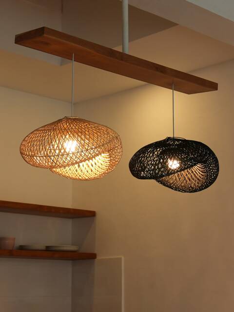 Rattan Lamp Shade - Woven - Handmade Interesting Shades Pretty Decor Boho Home - image 1