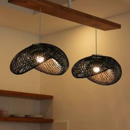 Rattan Lamp Shade - Woven - Handmade Interesting Shades Pretty Decor Boho Home - thumbnail 3